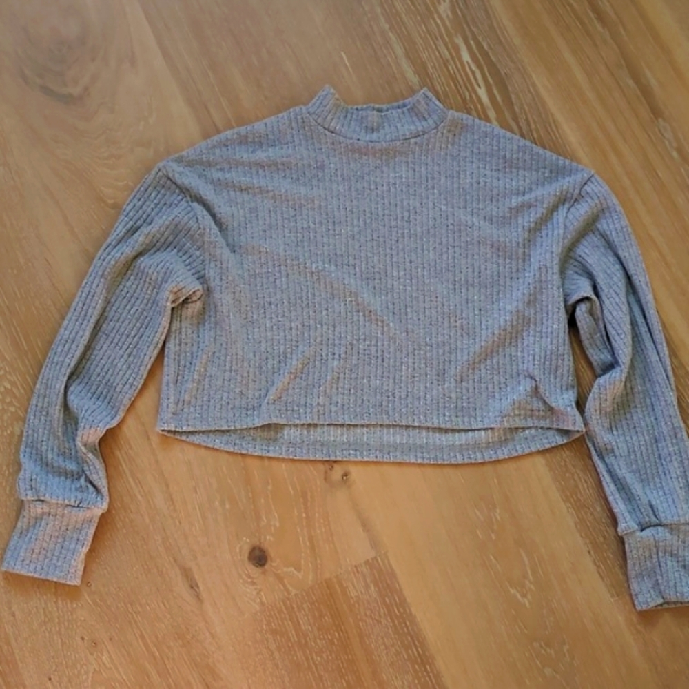 Shein crop top long sleeve heather great size small